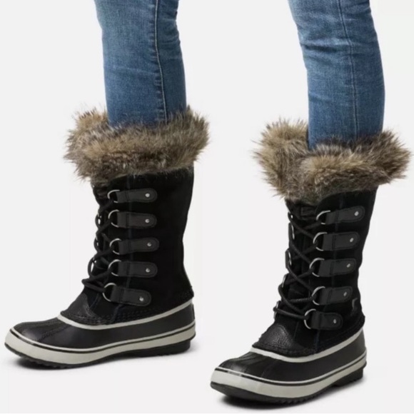 Sorel Black Quarry Fur Trim Joan Of Arctic Waterproof Winter Tall Snow Boot - Picture 2 of 12